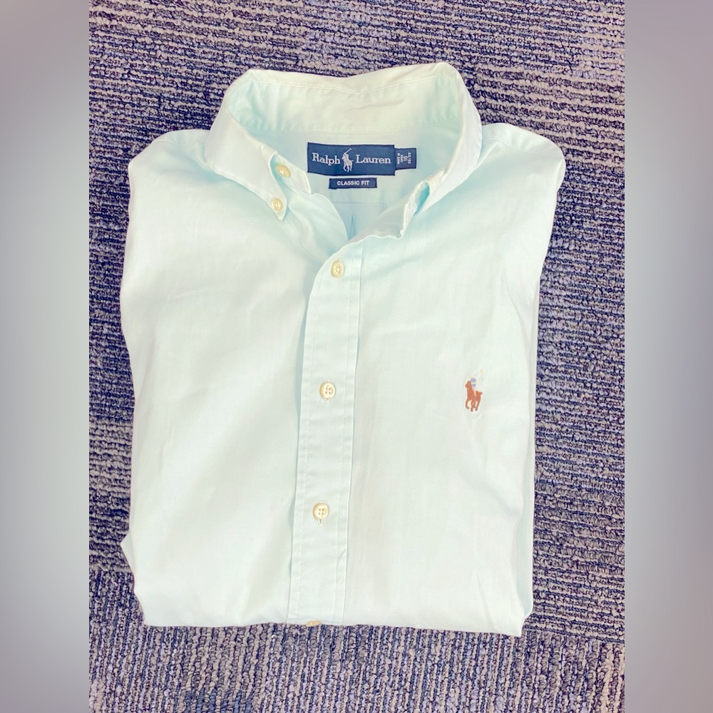 Ralph Lauren button down. Seafoam green color. 16 neck. 32/33.